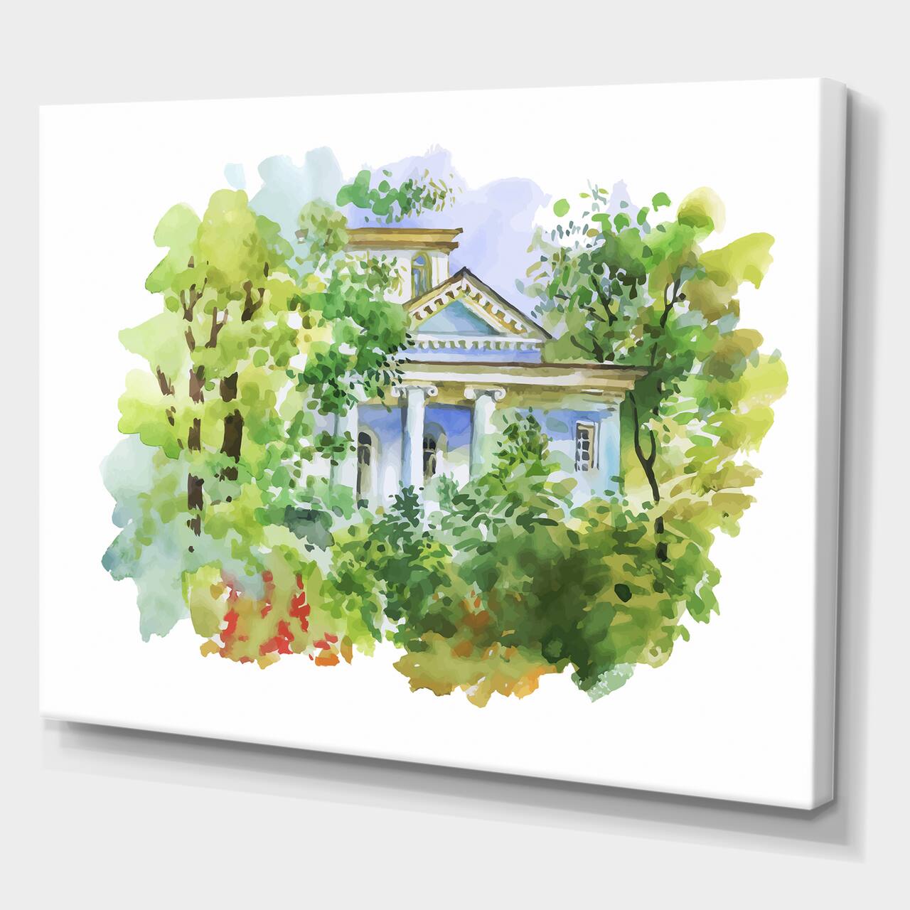 Designart - White House In The Woods - Traditional Canvas Wall Art Print